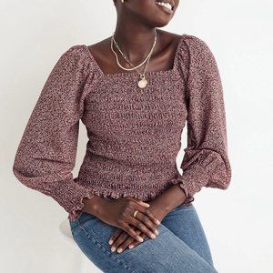 Madewell Bubble Sleeved Smocked Top in Floral. NWT. Medium.